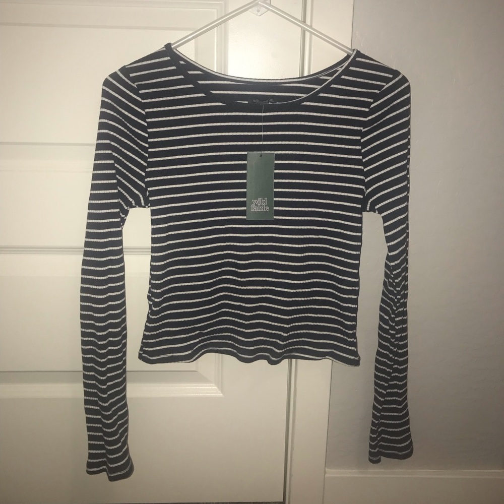 Navy striped Long sleeve Top